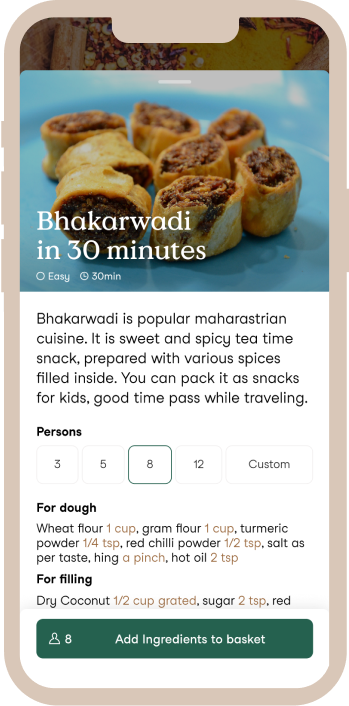 Cooked food product card